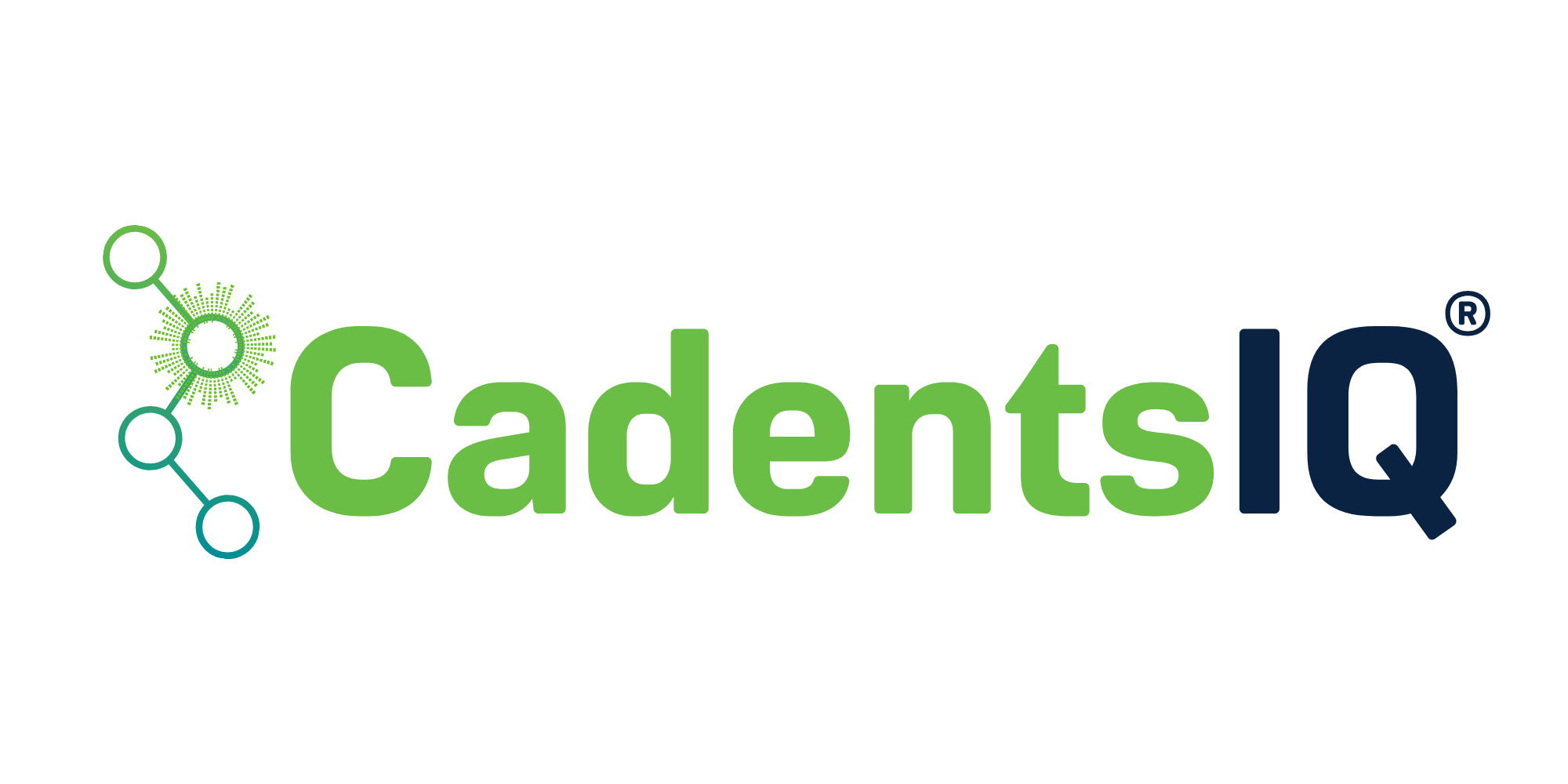 CadentsIQ green and blue logo with registration mark